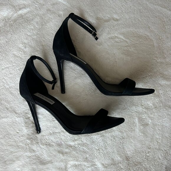 Steve Madden Women’s Size 8 Irenee Black Heeled Suede Sandals Straps - Picture 3 of 5